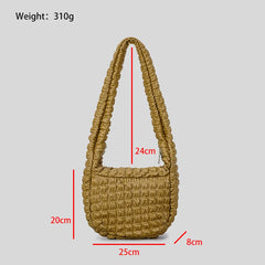 Women's PU Bubbles Large Handbag Puffy Padded Tote Bags Ruched Shoulder Bag