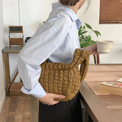 Women's PU Bubbles Large Handbag Puffy Padded Tote Bags Ruched Shoulder Bag