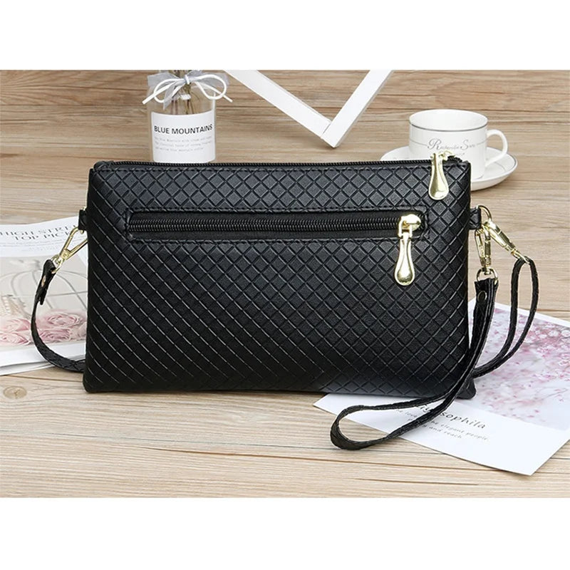 Women's Diamond Lattice Crossbody Bag with Adjustable Shoulder Strap