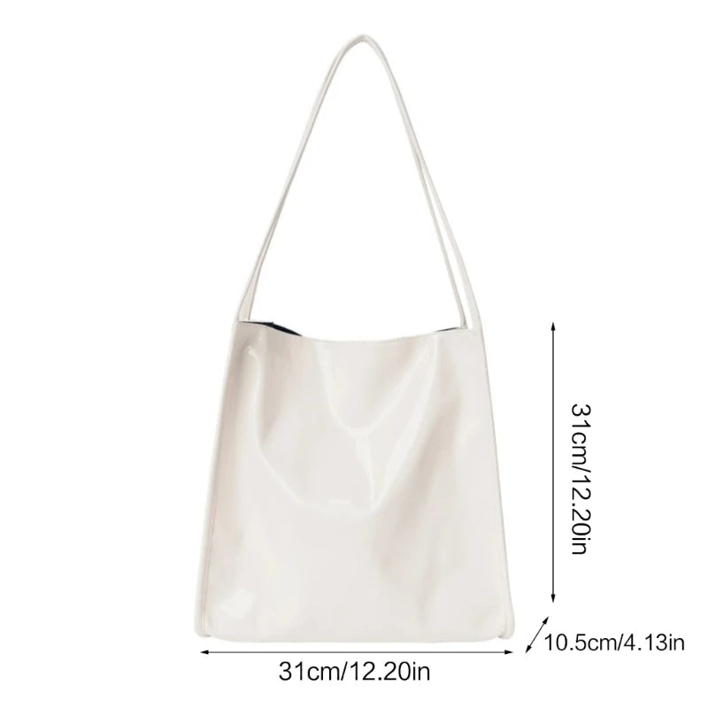 Women's Double Strap PU Crossbody Bag Large Capacity Tote Shopping Bag