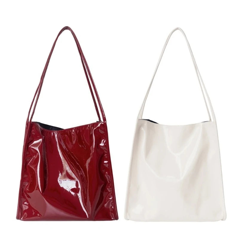 Women's Double Strap PU Crossbody Bag Large Capacity Tote Shopping Bag