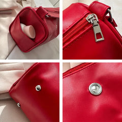 Women's PU Cylinder Casual Bucket Crossbody Bag