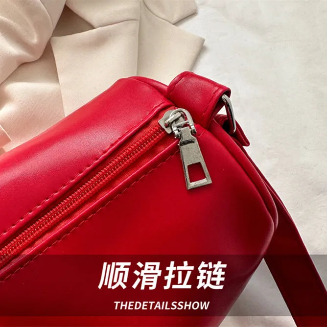 Women's PU Cylinder Casual Bucket Crossbody Bag