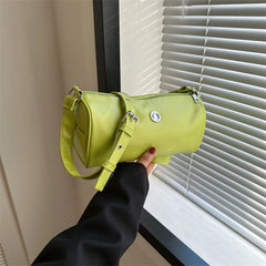 Women's PU Cylinder Casual Bucket Crossbody Bag
