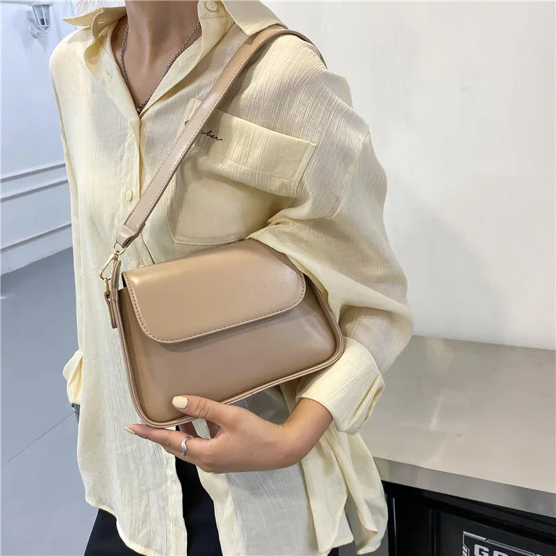 Women's PU Leather Armpit Shoulder Bag Solid Handbag