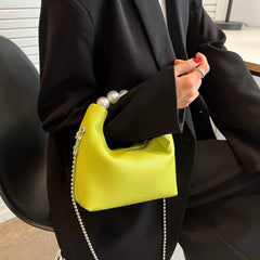 Women's Beads Shoulder Bag Short Handle Sweet Totes Handbag Chain Crossbody