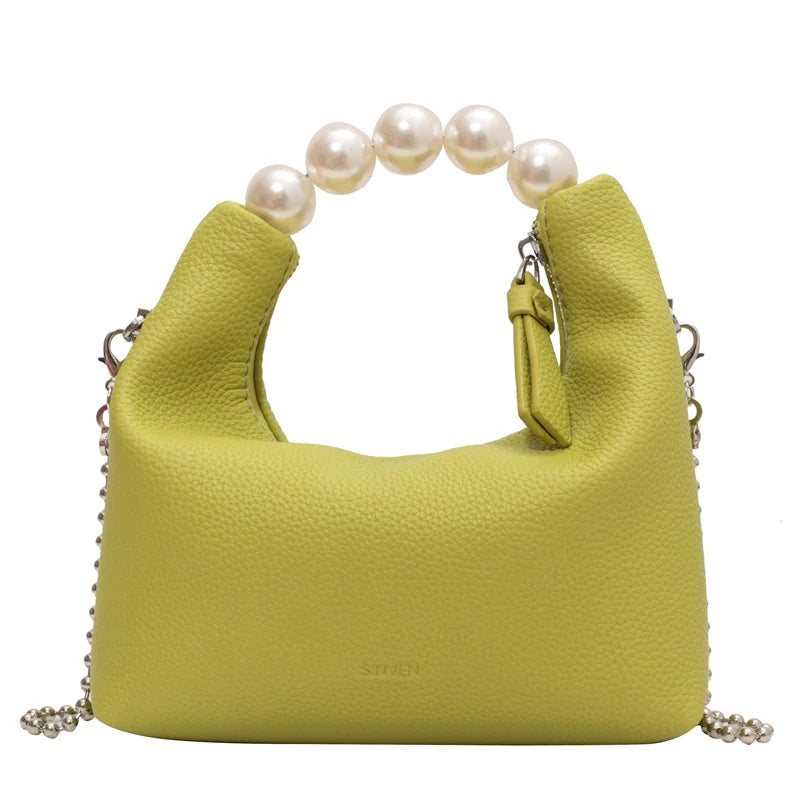 Women's Beads Shoulder Bag Short Handle Sweet Totes Handbag Chain Crossbody