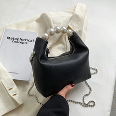 Women's Beads Shoulder Bag Short Handle Sweet Totes Handbag Chain Crossbody