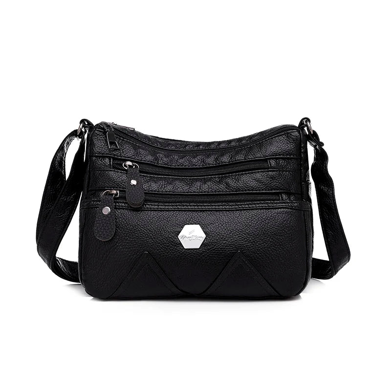 Women's PU Leather Shoulder Bag Multilayer Crossbody Handbag