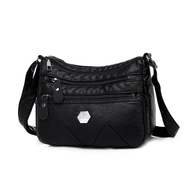 Women's PU Leather Shoulder Bag Multilayer Crossbody Handbag