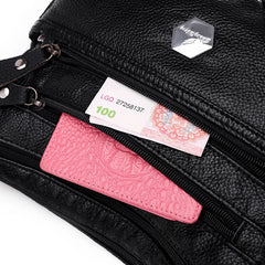 Women's PU Leather Shoulder Bag Multilayer Crossbody Handbag