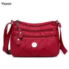 Women's PU Leather Shoulder Bag Multilayer Crossbody Handbag