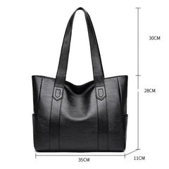 Women's PU Leather Handbag Large Tote Bag Double Shoulder Strap Shopping Bag