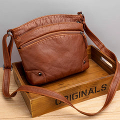 Women's PU Leather Messenger Bag High Capacity Mobile Phone Bag