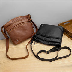 Women's PU Leather Messenger Bag High Capacity Mobile Phone Bag