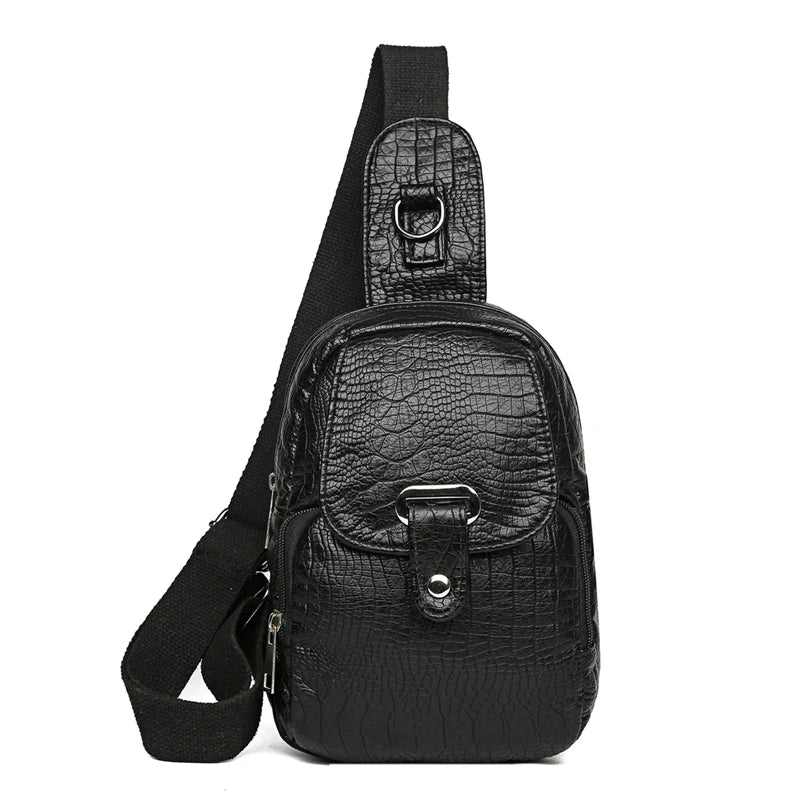 Women's PU Messenger Bags Large Capacity Soft Leather Sling Chest Bag