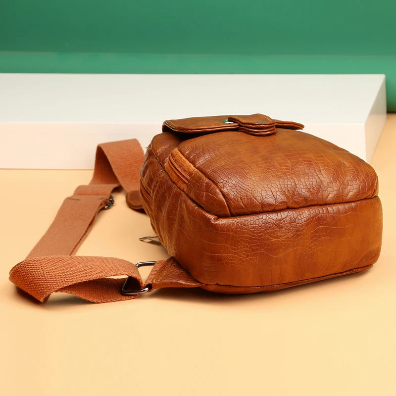 Women's PU Messenger Bags Large Capacity Soft Leather Sling Chest Bag