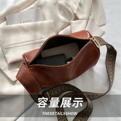 Women's Retro Small PU Crossbody Bag Wide Strap