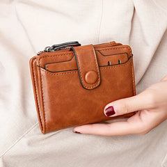 Women's PU Wallet Zipper Purse Mini Handheld Money Pouch SEC88