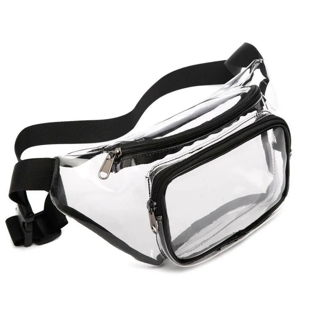 Women's PVC Clear Waist Bag Large Capacity Wear-Resistant Jelly Messenger Bag