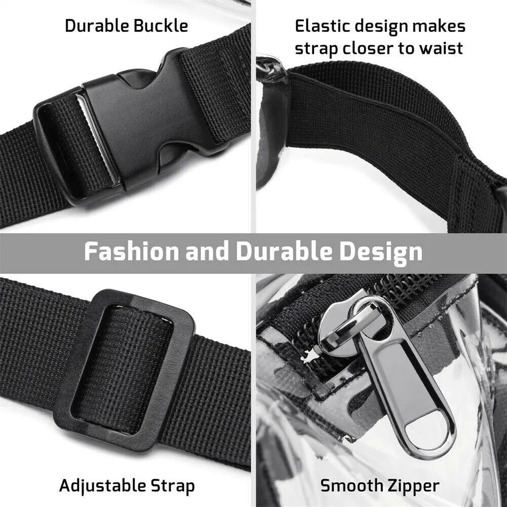 Women's PVC Clear Waist Bag Large Capacity Wear-Resistant Jelly Messenger Bag
