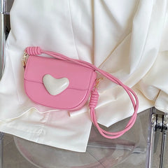 Pink Love Saddle Shoulder Bag Sweet Girls Underarm Bags Clutch Handbag