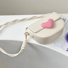 Pink Love Saddle Shoulder Bag Sweet Girls Underarm Bags Clutch Handbag