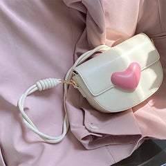 Pink Love Saddle Shoulder Bag Sweet Girls Underarm Bags Clutch Handbag