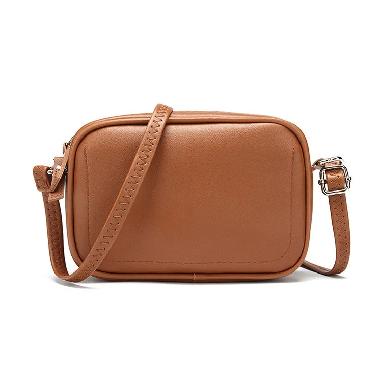 Vintage Pink Leather Messenger Bag Mini Purse Single Shoulder Handb