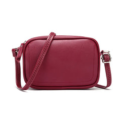 Vintage Pink Leather Messenger Bag Mini Purse Single Shoulder Handb