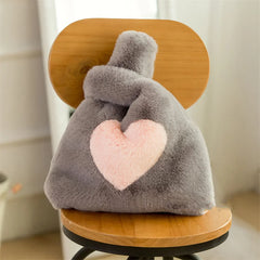 Women's Plush Fur Tote Bag Winter Shoulder Street Travel Bag
