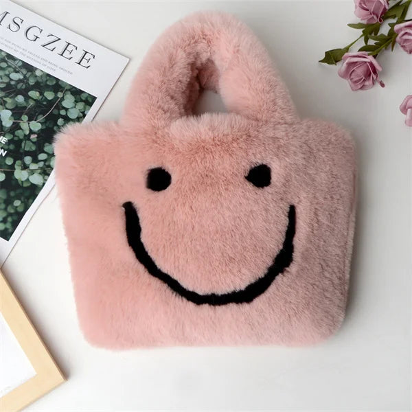 Plush Mini Tote Bag Winter Shoulder Street Travel Bag
