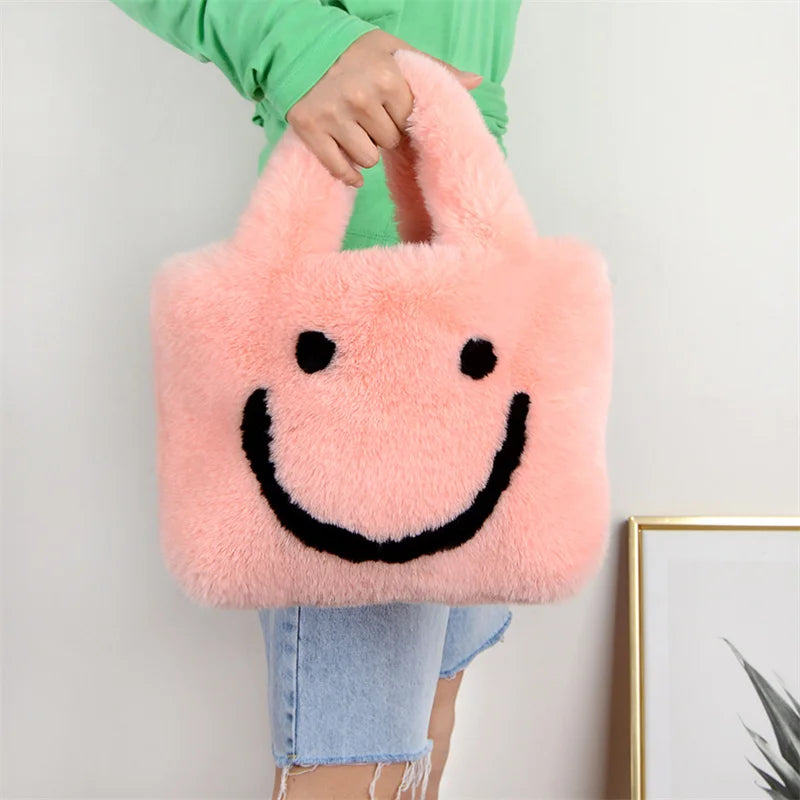 Plush Mini Tote Bag Winter Shoulder Street Travel Bag