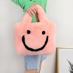 Plush Mini Tote Bag Winter Shoulder Street Travel Bag