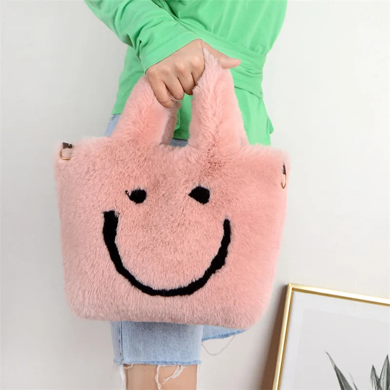 Plush Mini Tote Bag Winter Shoulder Street Travel Bag