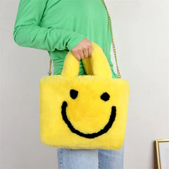 Plush Mini Tote Bag Winter Shoulder Street Travel Bag