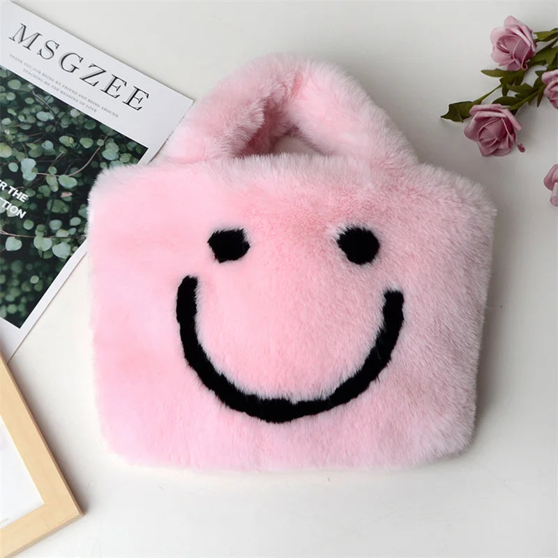 Plush Mini Tote Bag Winter Shoulder Street Travel Bag