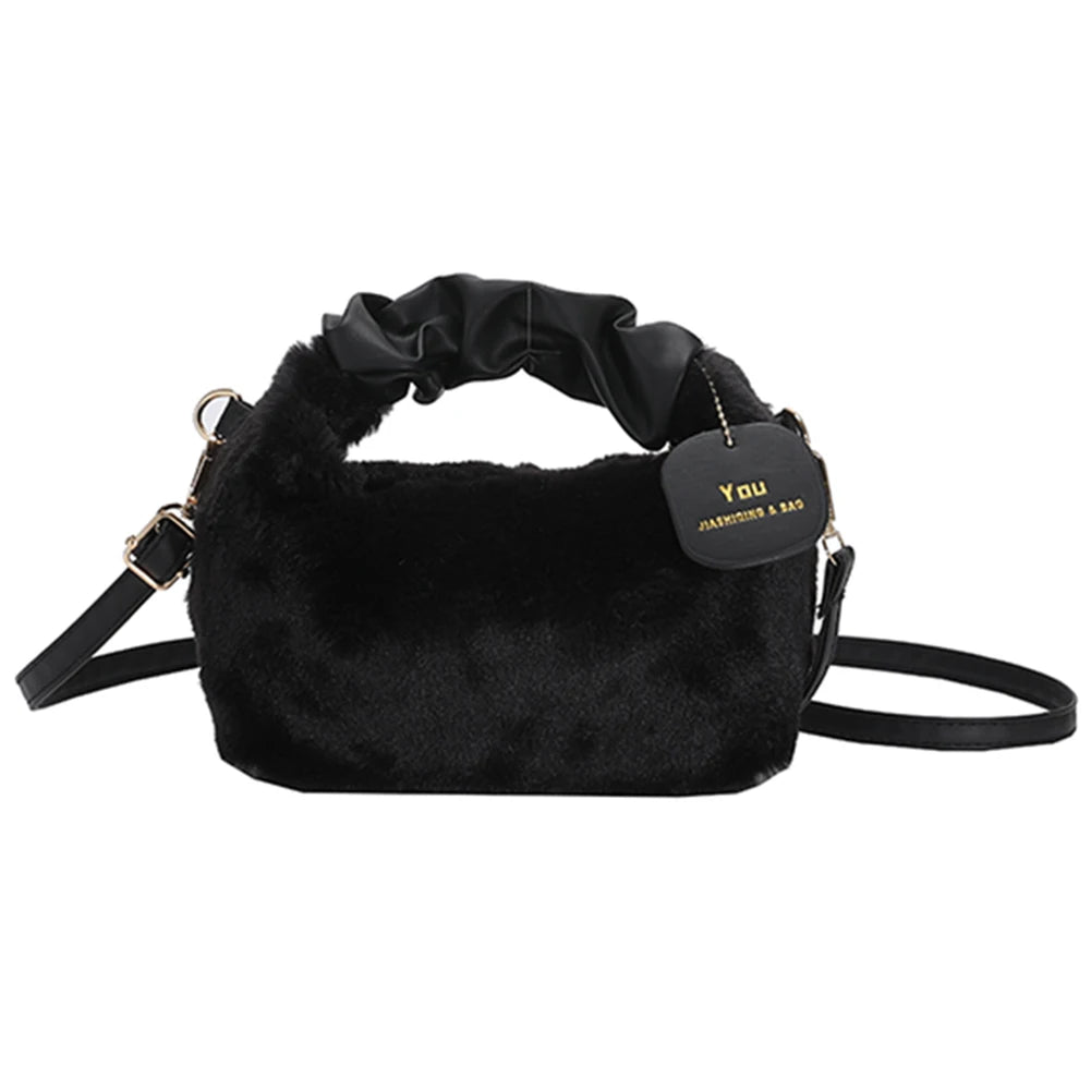 Women's Plush Handbags PU Strap Cloud Bags Handbag Winter Ladies Messenger Bag