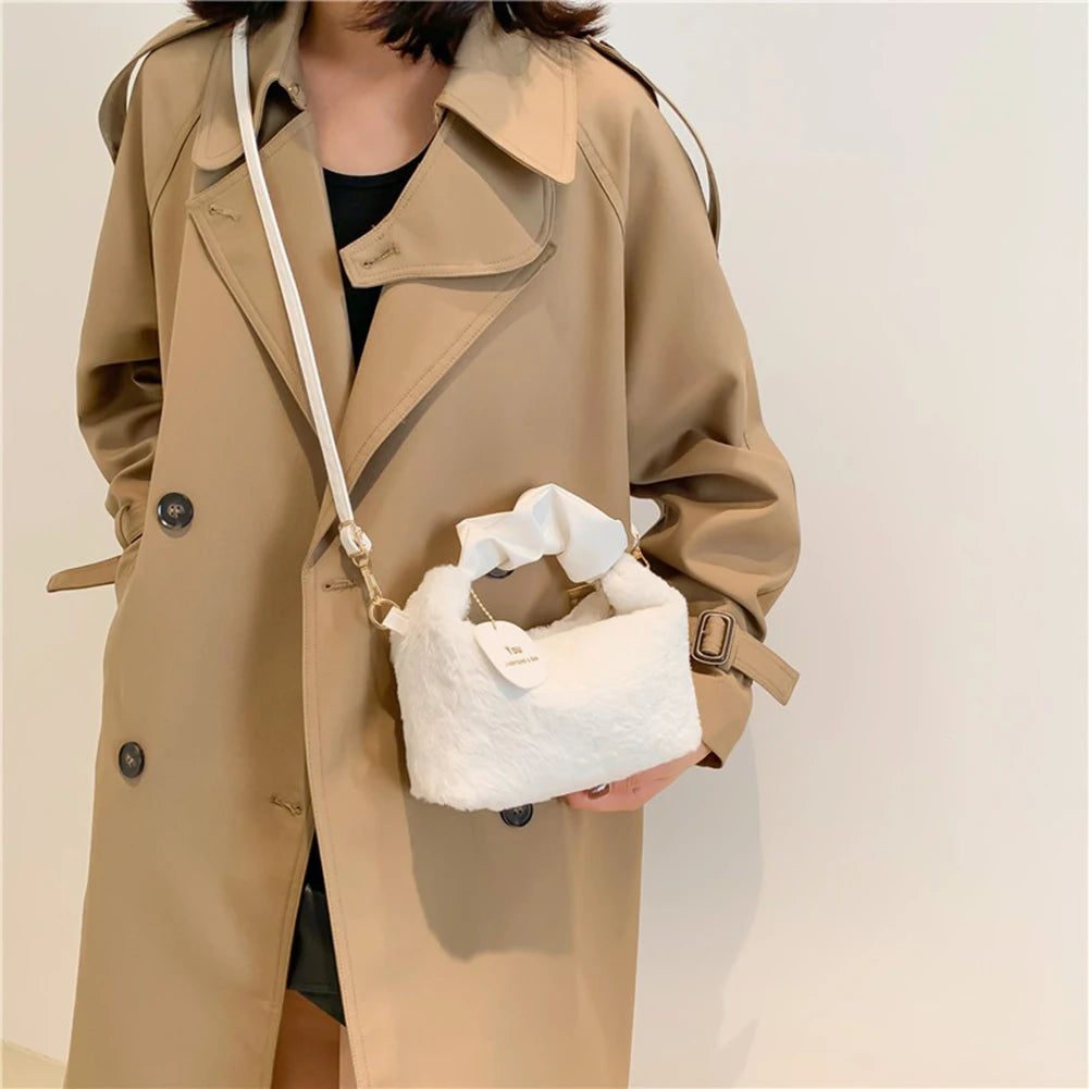 Women's Plush Handbags PU Strap Cloud Bags Handbag Winter Ladies Messenger Bag