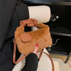 Women's Plush Handbags PU Strap Cloud Bags Handbag Winter Ladies Messenger Bag
