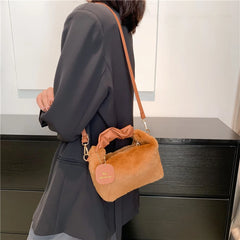 Women's Plush Handbags PU Strap Cloud Bags Handbag Winter Ladies Messenger Bag