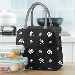 Women's Portable Daisy Thermal Lunch Bag Large Capacity Insulated Cooler