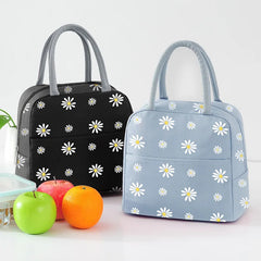 Women's Portable Daisy Thermal Lunch Bag Large Capacity Insulated Cooler