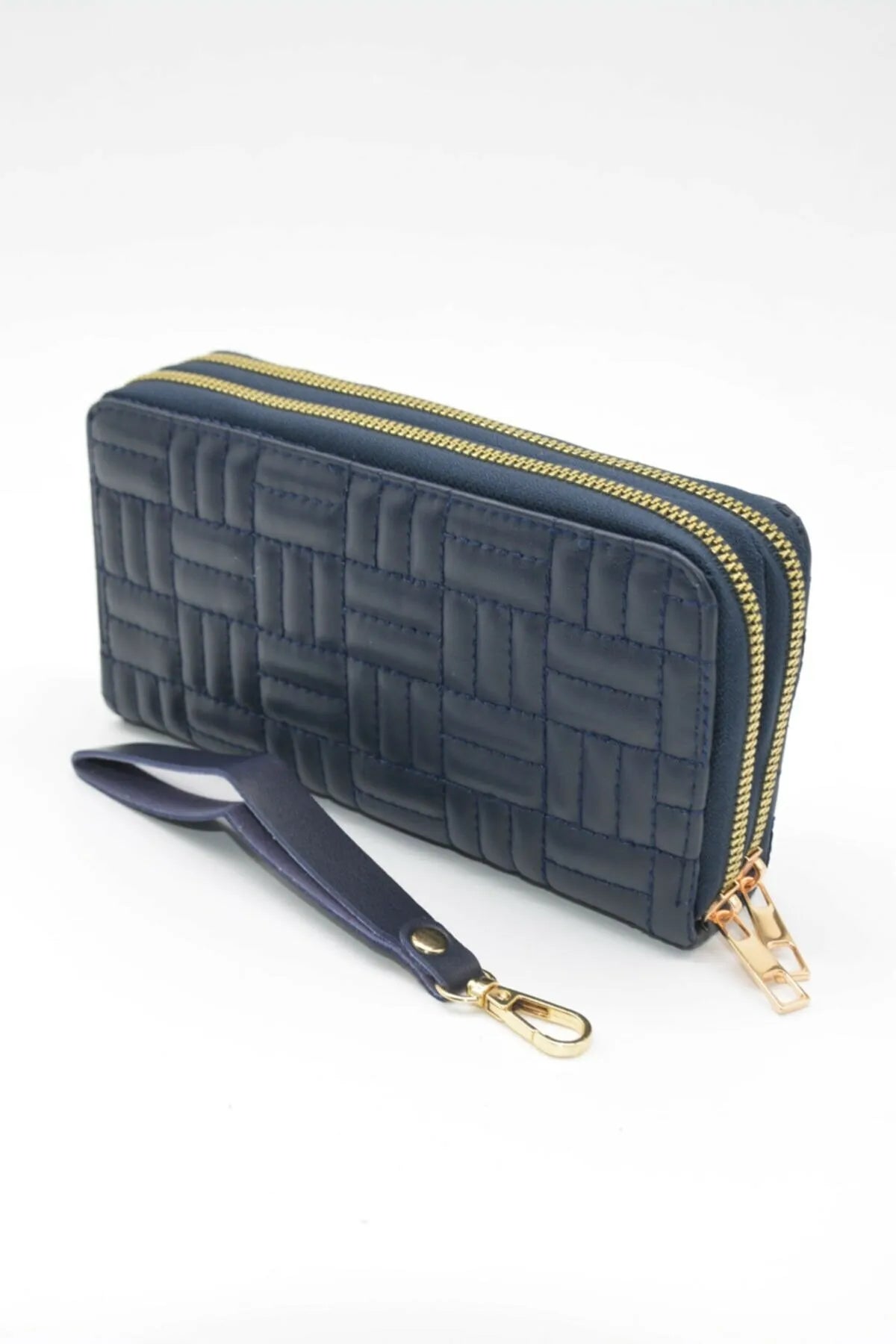 Women's Quilted Stitch Double Zipper Wallet
