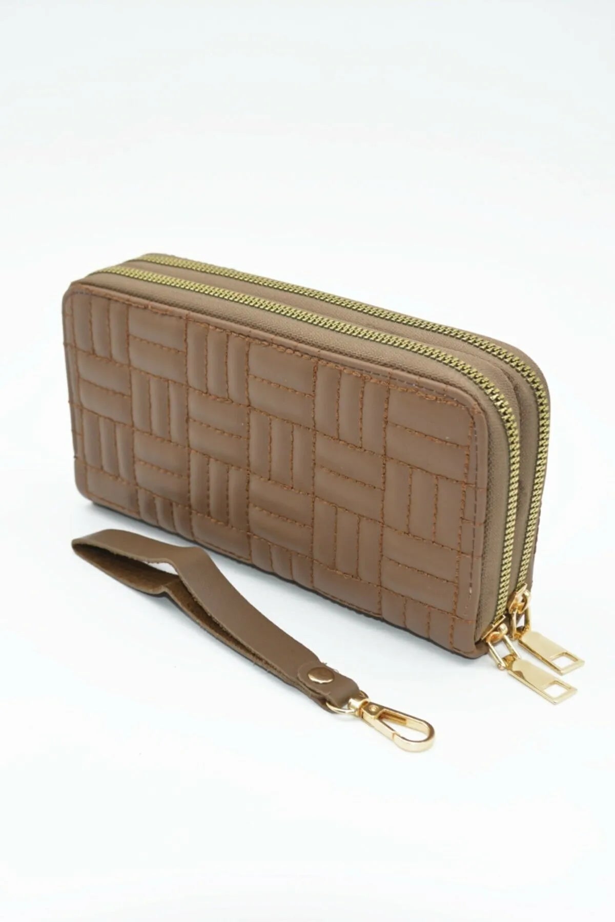 Women's Quilted Stitch Double Zipper Wallet