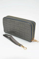 Women's Quilted Stitch Double Zipper Wallet