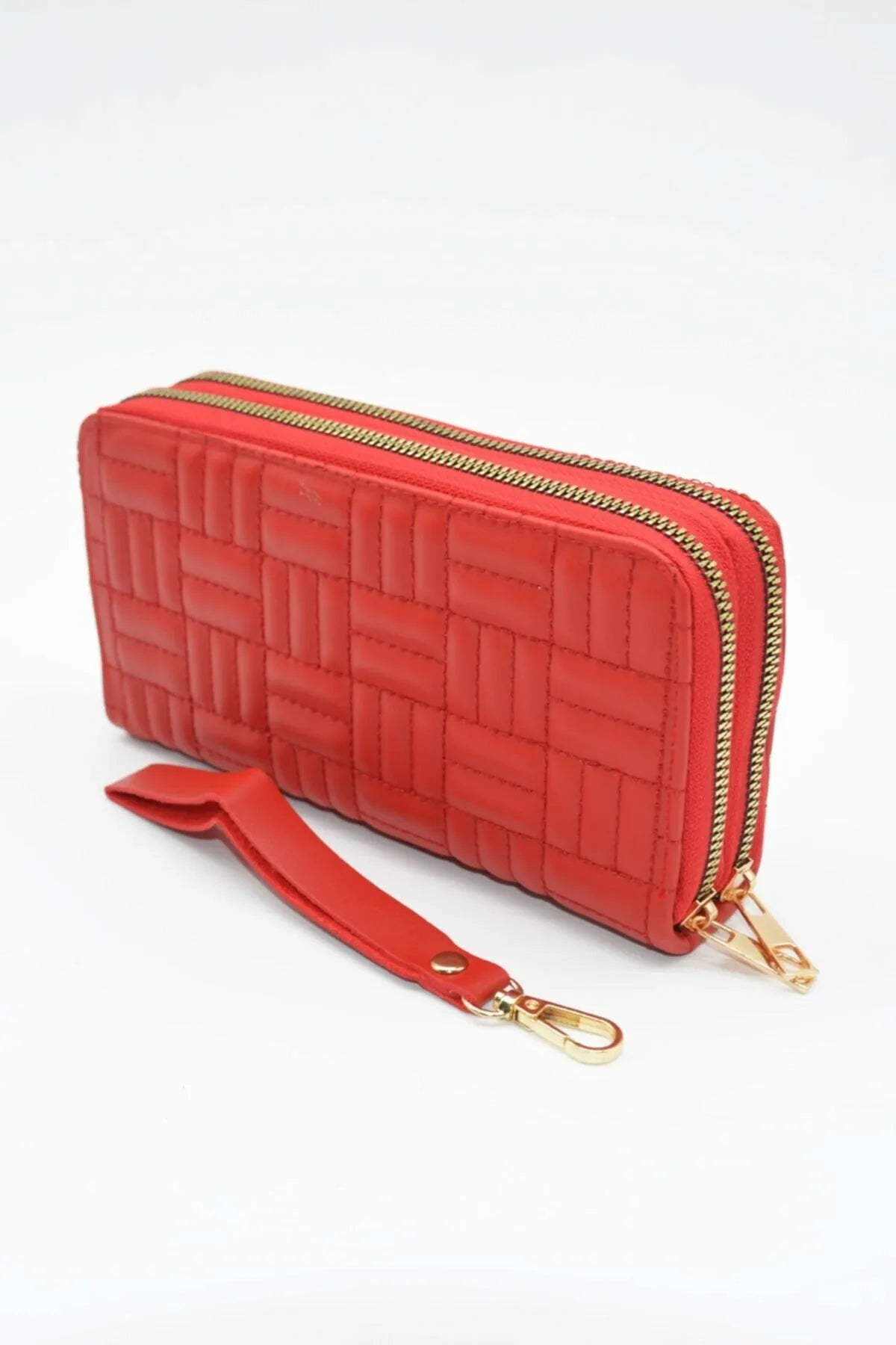 Women's Quilted Stitch Double Zipper Wallet