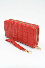 Women's Quilted Stitch Double Zipper Wallet