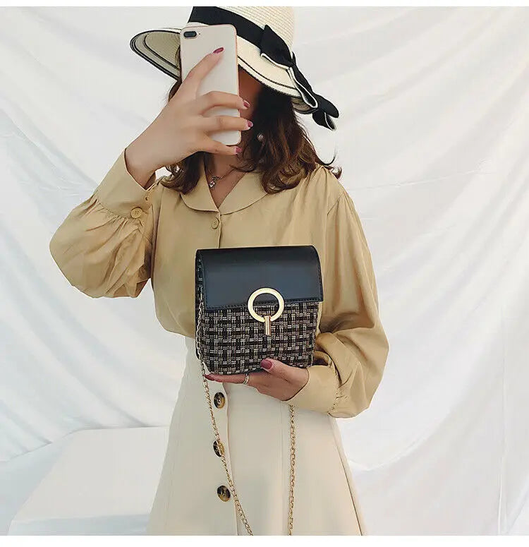 Women's Rattan Woven Straw Bag Shoulder Crossbody Vintage Ladies Beach Handbag