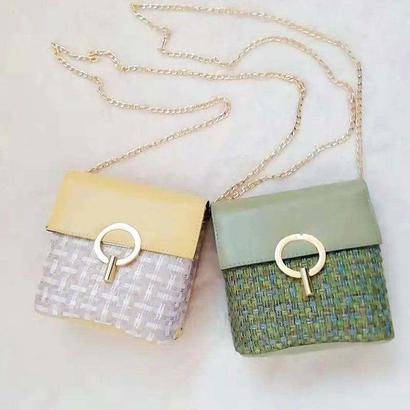 Women's Rattan Woven Straw Bag Shoulder Crossbody Vintage Ladies Beach Handbag